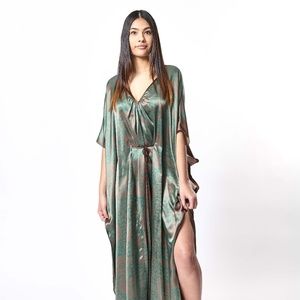 Kristen Bellamy Enchanted Forest Green Silk Kaftan